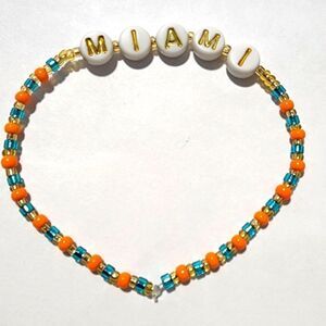 Custom Miami Dolphins NFL Beaded Bracelet